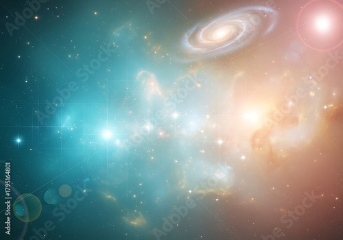 Vibrant intergalactic space scene with nebula and shining stars array