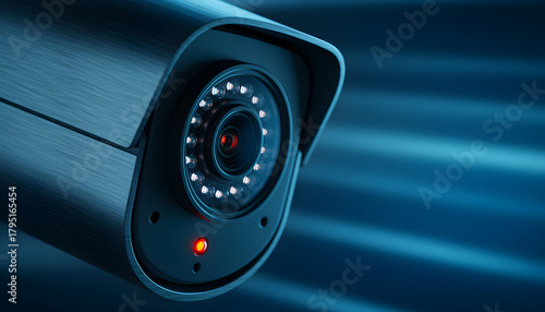 Security camera close-up featuring illuminated details

