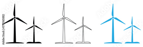 Clean energy solutions featuring wind turbine icons for sustainable development and environmental protection projects focusing on innovative technologies
