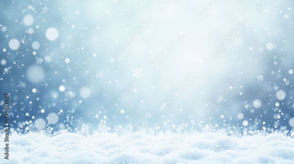 Fototapeta premium Cold Weather Watercolor Snow Scene.