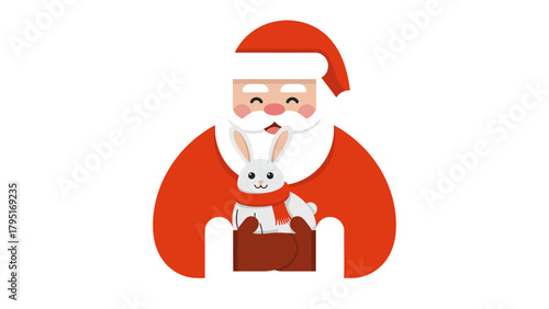 Santa Claus and rabbit: a jovial scene of Santa Claus with a cute rabbit friend. perfect illustration for the holiday season.