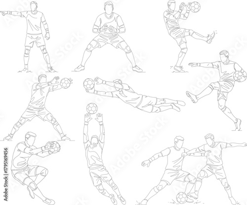 Goalkeeper on the field. Continuous line goalkeeper design concept. Goalkeeper design in soccer(Football) match, Vector illustration 
