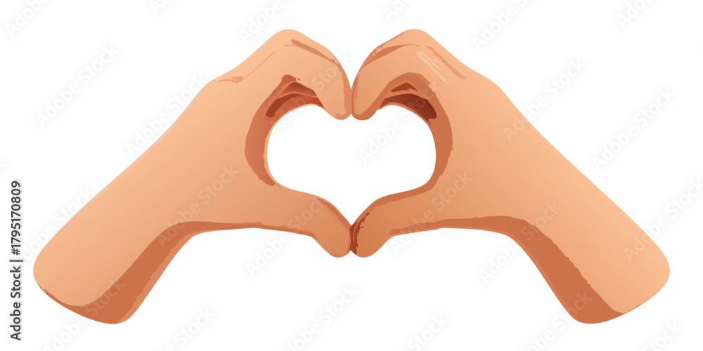 Fototapeta premium Two human hands forming a heart shape gesture against a white background