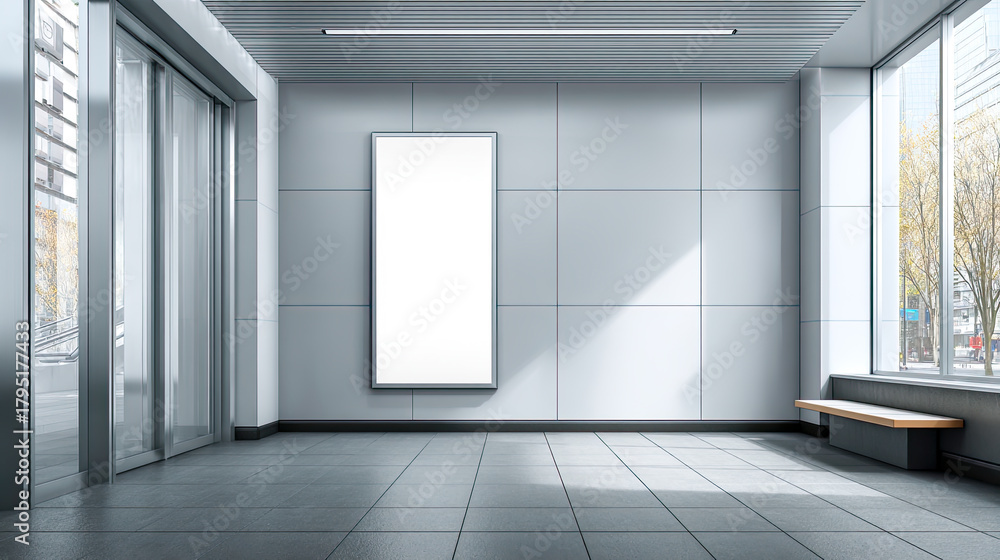 Obraz premium Moderne, klare Outdoor-Szenen mit Poster-Mockups in urbanen Umgebungen wie Betonwänden, Bauzäunen oder U-Bahnhöfen. Neutrales Licht, realistische Texturen und minimaler Street-Look