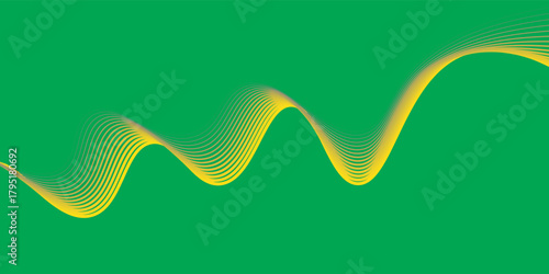 Modern abstract green gradient background with waves