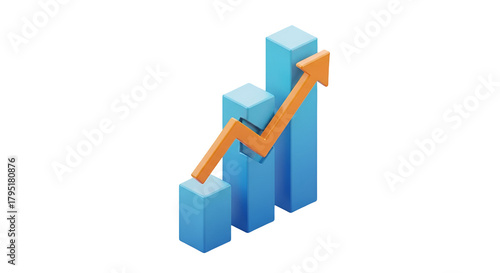 3d icon of isometric illustration of business graph with arrow showing growth Free Download 3d icon of isometric illustration of business graph with arrow showing growth - GFXLoad