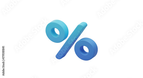 3d icon of a 3d rendering of a blue percentage sign, representing discounts and financial concepts