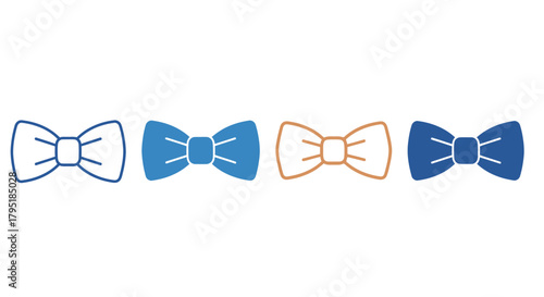 Set of Four Colorful Bow Tie Icons