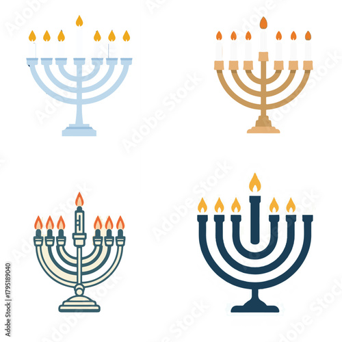 First Day of Hanukkah icon, hanukkah candle icon