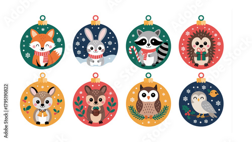 Festive Forest Friends: An assortment of enchanting holiday ornaments, each artfully depicting a unique woodland creature, brings a touch of seasonal cheer and rustic charm. 
