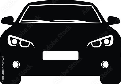 Black car front view vector illustration auto automobile transport icon eps silhouette