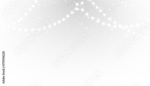 White PNG garlands with falling sparkles, snow, and stars. Christmas banner. Festive garlands glowing with shimmering effects. Perfect for Christmas, New Year's, and wedding decor.