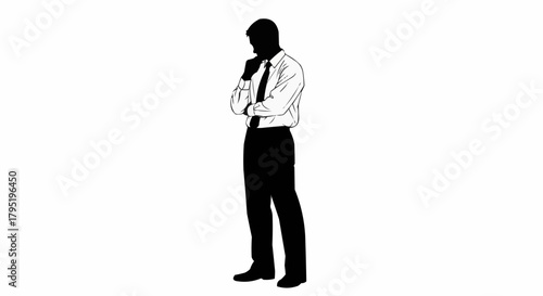 Man in thought contemplating a complex business decision with focus.