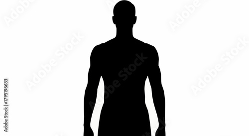 Black silhouette of a muscular mans upper body.
