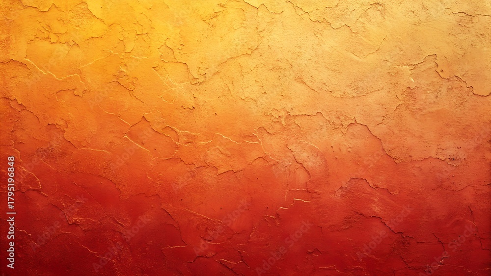 Obraz premium Yellow-to-Red Textured Gradient Wall – Stucco Surface, Warm Palette, Artistic Finish, Interior Design, Rough Texture, Architectural Detail