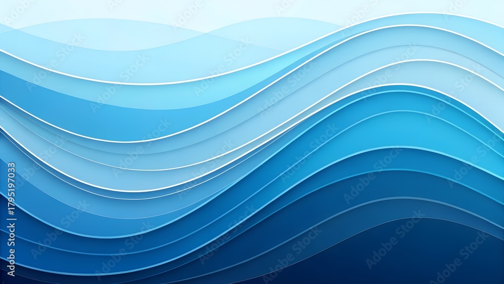 Fototapeta premium Layered Blue Waves – Abstract Gradient, Fluid Motion, Minimalist Design, Ocean-Inspired, Smooth Curves, Digital Background