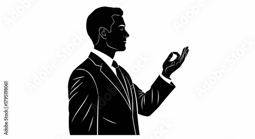Silhouette of a man in a suit making an ok gesture.