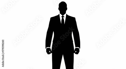 Silhouette of a Man in a Suit Standing with Confidence.