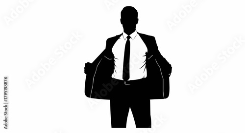 Silhouette of a Man Opening His Suit Jacket.