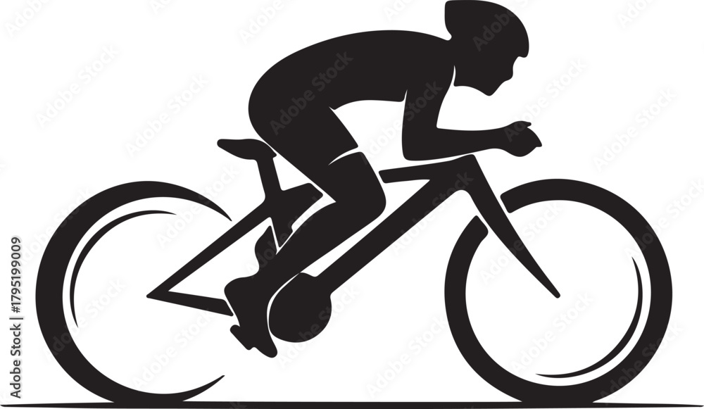 Fototapeta premium Dynamic Silhouette of a Cyclist Racing on a Road Bike