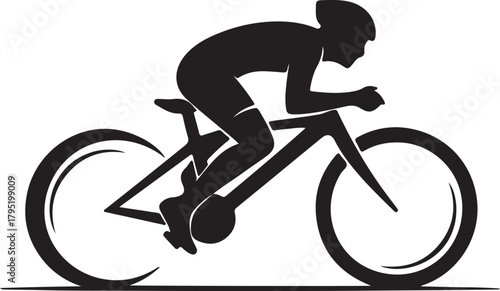 Dynamic Silhouette of a Cyclist Racing on a Road Bike