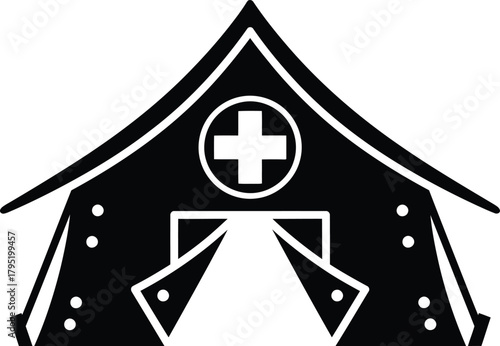 Medical tent icon vector illustration first aid shelter hospital camp eps silhouette