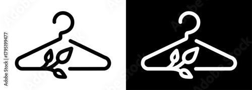 Recycling clothes icons featuring sustainable garment symbols such as hanger, folded clothes and recycled textile marks. Illustration highlights the concept of reuse, clothing care, eco responsible