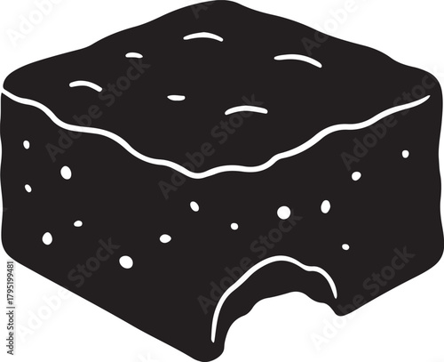 brownie with a bite taken out ready to enjoy silhouette vector