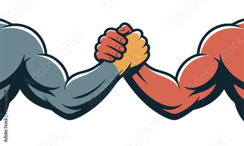 Vector Strong Arms Wrestling Concept Illustration, easily editable.