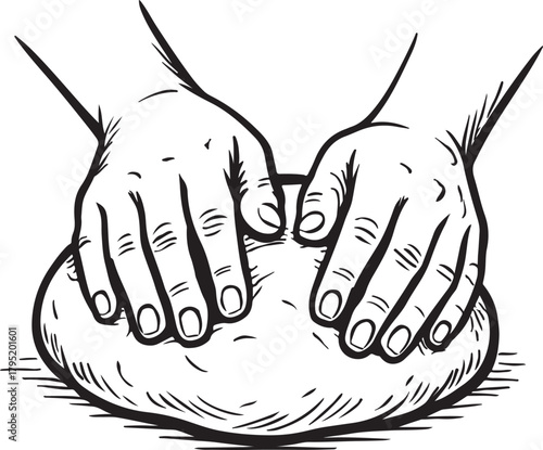  Human hands kneading dough out line silhouette vector