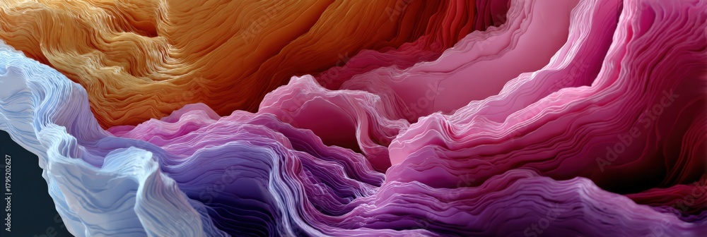 Obraz premium Colorful abstract layers of wavy paper in gradient colors