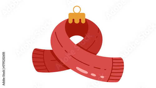 Cozy Red Scarf Illustration: A cheerful illustration of a vibrant red scarf, perfect for winter and fall seasons.