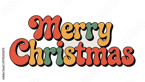 Retro Christmas: A vintage-style Merry Christmas greeting, perfect for adding a touch of festive nostalgia to your designs. The vibrant colors evoke holiday cheer and celebration.
