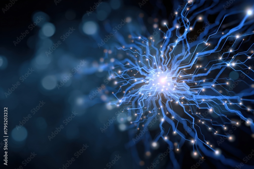 Obraz premium Abstract representation of a digital network with glowing blue lines