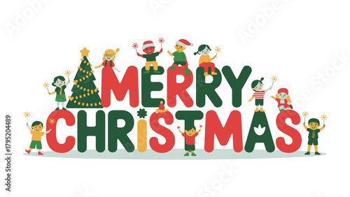 Festive Greetings: Charming illustrations of children bring the holiday spirit to life in this joyful message.