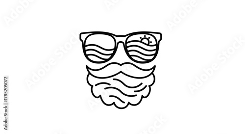 Line art illustration of a bearded man wearing sunglasses  