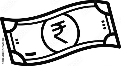 Indian rupee currency note icon vector illustration finance economy cash eps silhouette