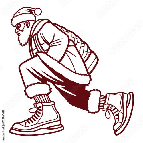 Santa claus doing lunges