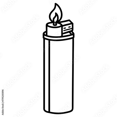 Gas lighter line art vector