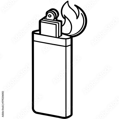 Gas lighter line art vector