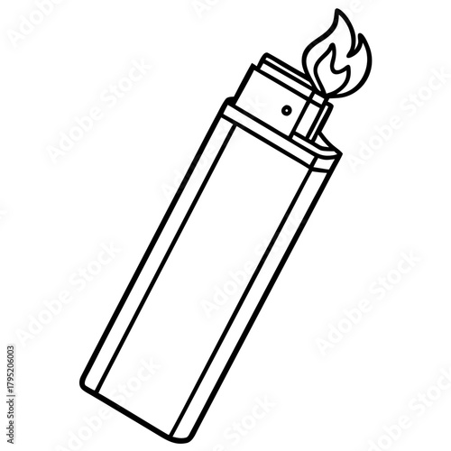 Gas lighter line art vector