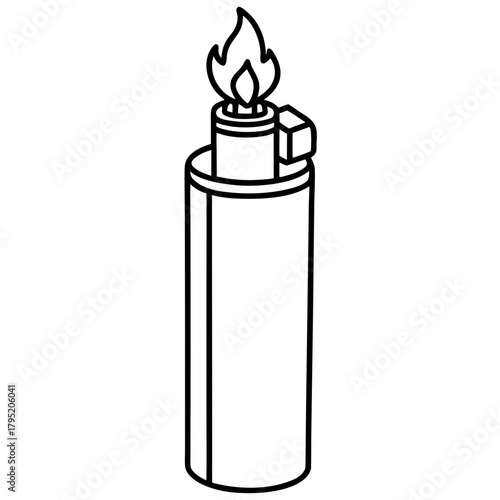 Gas lighter line art vector
