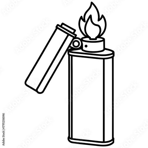 Gas lighter line art vector