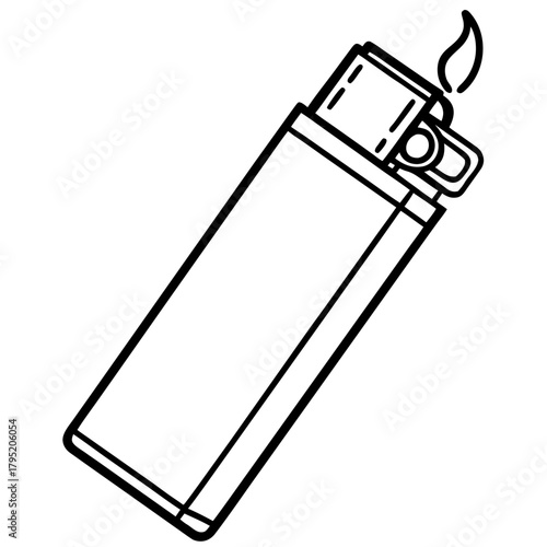Gas lighter line art vector