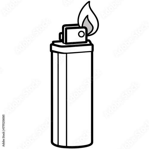 Gas lighter line art vector