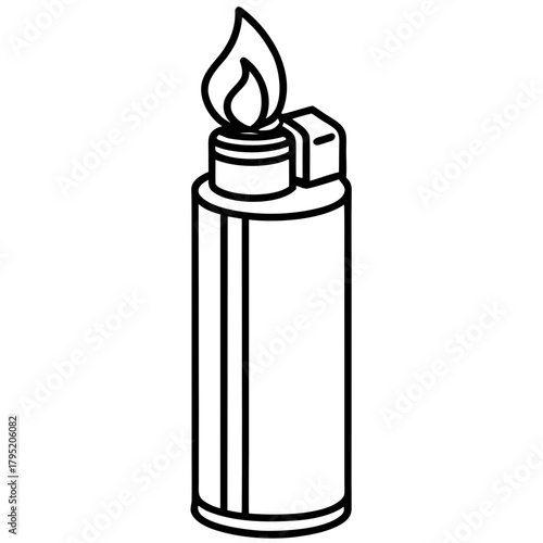 Gas lighter line art vector