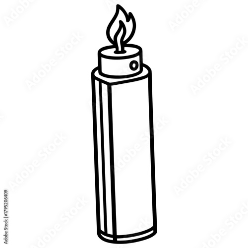 Gas lighter line art vector