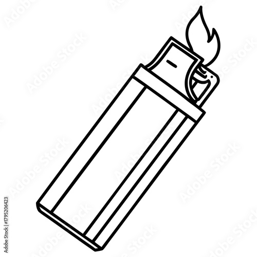 Gas lighter line art vector