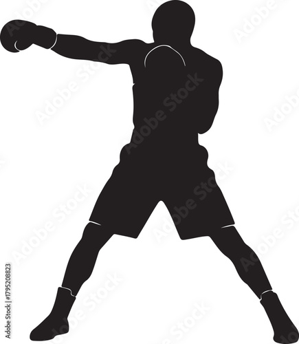 Silhouette of a Boxer Throwing a Punch During a Fight