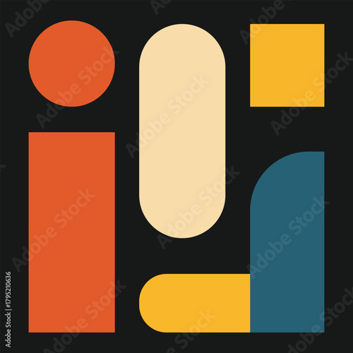 Modern geometric abstract shapes vector on dark background